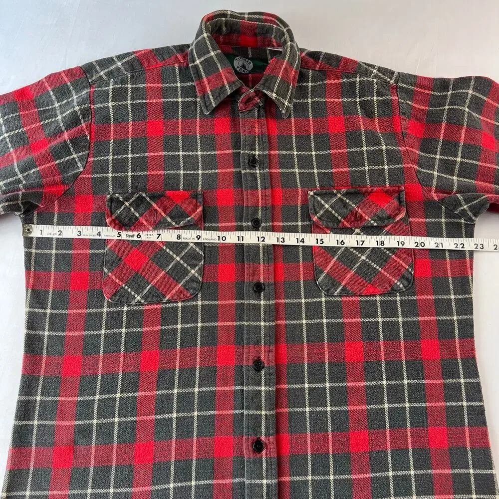 Timber Trail Vintage Heavyweight Plaid Flannel Shirt men's size Medium red gray